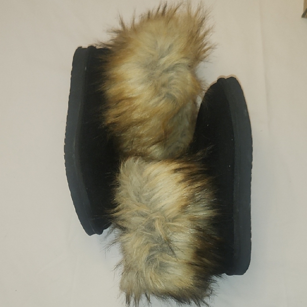 Ugg Black Boots with Faux Fur Trim